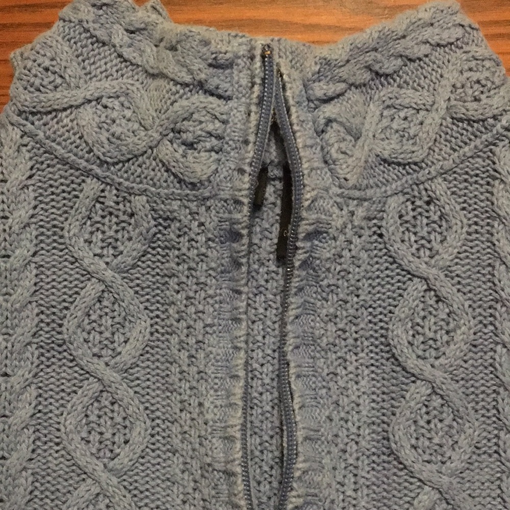 NORTHCREST LG CORNFLOWER BLUE QUARTER ZIP SWEATER WITH BEAUTIFUL PATTERNS - Picture 8 of 8